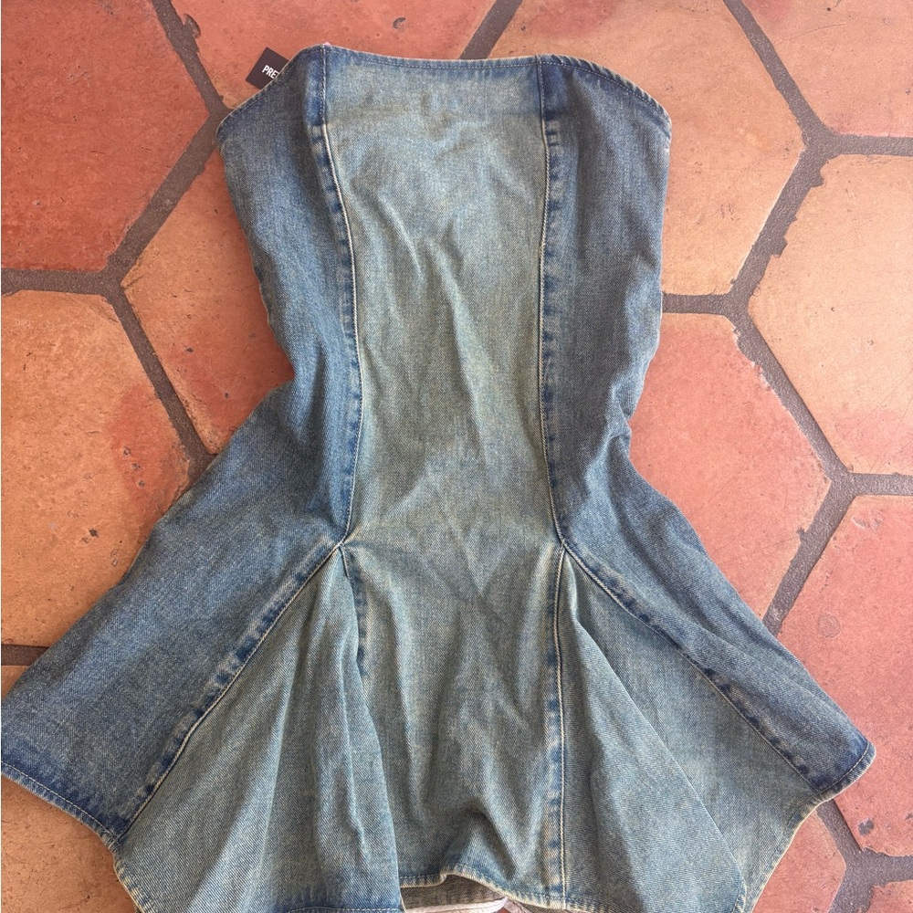 Denim Peplum Mini Dress - Light Blue Women Jeans Style